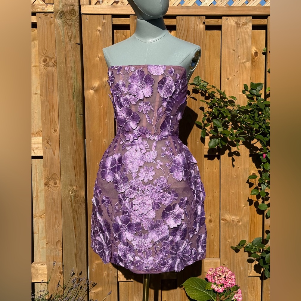 🆕 BRONX & BANCO 🧿 NWOT Jasmine Maraya Lilac Mini Dress - Sz L US 8 - Picture 4 of 17